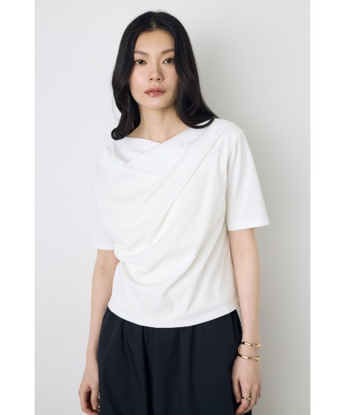 AZUL by moussy(アズールバイマウジー)の「【WEB限定】ドレープカットトップス(Tシャツ/カットソー・レディース・ホワイト/グレー/ブラック・FREE)」の11枚目の写真