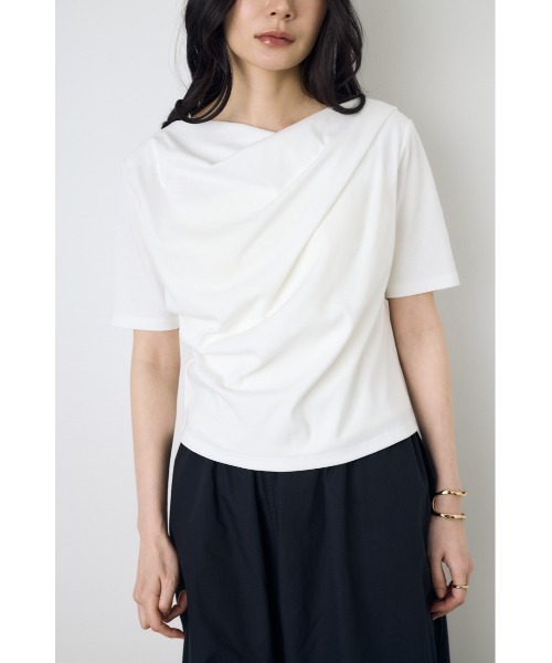AZUL by moussy(アズールバイマウジー)の「【WEB限定】ドレープカットトップス(Tシャツ/カットソー・レディース・ホワイト/グレー/ブラック・FREE)」の10枚目の写真