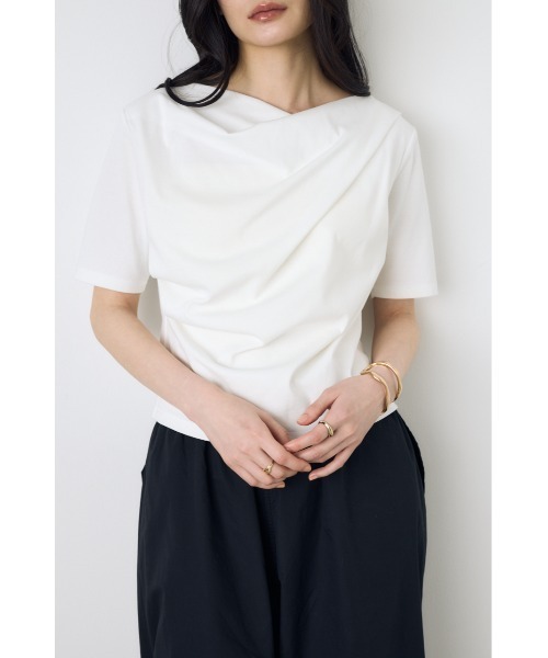 AZUL by moussy(アズールバイマウジー)の「【WEB限定】ドレープカットトップス(Tシャツ/カットソー・レディース・ホワイト/グレー/ブラック・FREE)」の9枚目の写真