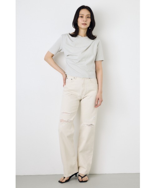 AZUL by moussy(アズールバイマウジー)の「【WEB限定】ドレープカットトップス(Tシャツ/カットソー・レディース・ホワイト/グレー/ブラック・FREE)」の15枚目の写真