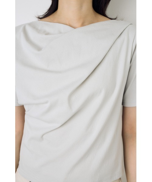 AZUL by moussy(アズールバイマウジー)の「【WEB限定】ドレープカットトップス(Tシャツ/カットソー・レディース・ホワイト/グレー/ブラック・FREE)」の14枚目の写真