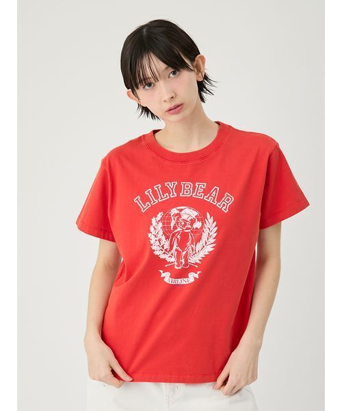 LILY BROWN(リリーブラウン)の「Lily BearエアラインTシャツ(Tシャツ/カットソー・レディース・ホワイト/レッド/ブラック・F)」の6枚目の写真