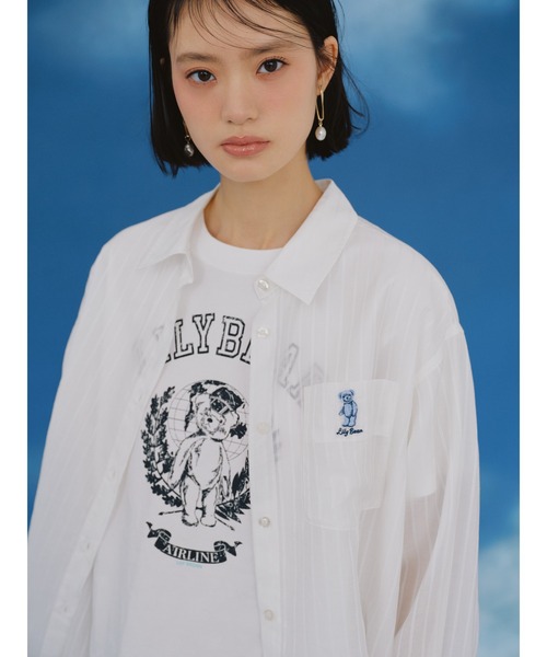 LILY BROWN(リリーブラウン)の「Lily BearエアラインTシャツ(Tシャツ/カットソー・レディース・ホワイト/レッド/ブラック・F)」の4枚目の写真