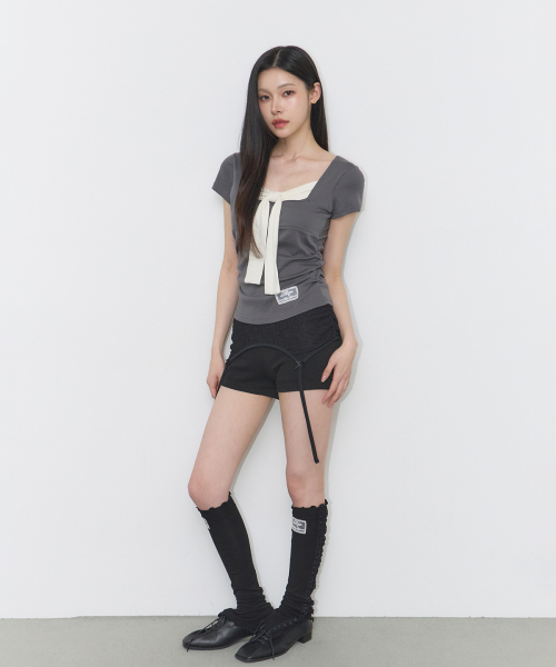 ILLIGO(イリゴ)の「レイヤードリボンタイTシャツチャコール(Tシャツ/カットソー・レディース・その他・OS)」の11枚目の写真