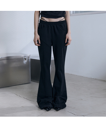 Low-Rise String Bootcut Pants (BLACK)