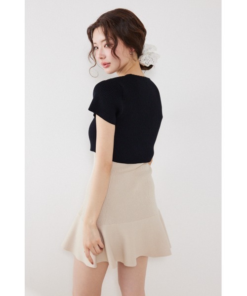 rienda（リエンダ）の「フロントリボンカーデセットニットミニワンピース　春服 夏服（ワンピース・レディース・ブラウン系その他2/ブルー系その他/ベージュ系その他・FREE）」の8枚目の写真