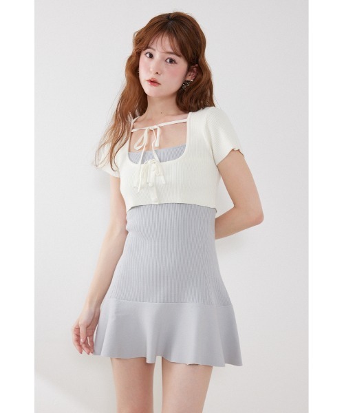 rienda（リエンダ）の「フロントリボンカーデセットニットミニワンピース　春服 夏服（ワンピース・レディース・ブラウン系その他2/ブルー系その他/ベージュ系その他・FREE）」の18枚目の写真
