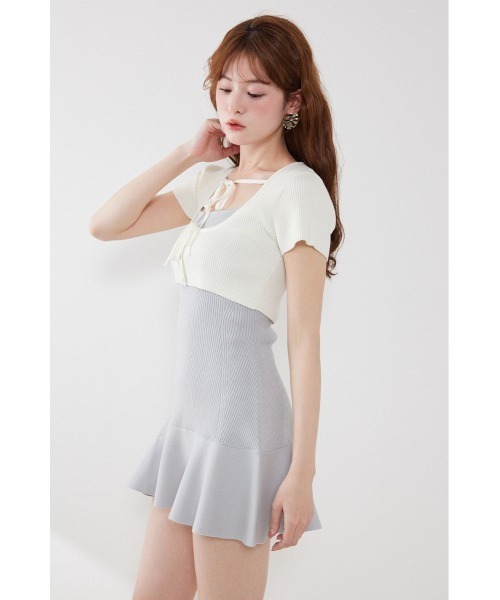 rienda（リエンダ）の「フロントリボンカーデセットニットミニワンピース　春服 夏服（ワンピース・レディース・ブラウン系その他2/ブルー系その他/ベージュ系その他・FREE）」の19枚目の写真