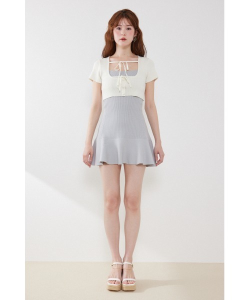 rienda（リエンダ）の「フロントリボンカーデセットニットミニワンピース　春服 夏服（ワンピース・レディース・ブラウン系その他2/ブルー系その他/ベージュ系その他・FREE）」の21枚目の写真