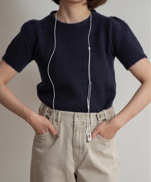 shoulder tuck round neck knit t / ショルダータックラウンドネック