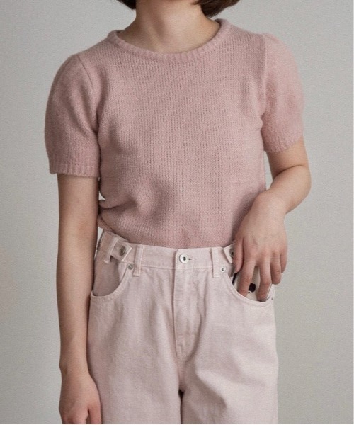 shoulder tuck round neck knit t / ショルダータックラウンドネック