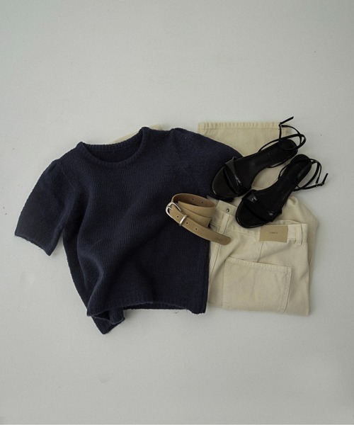 lawgy(ラウジー)の「shoulder tuck round neck knit t / ショルダータックラウンドネックニットt(ニット/セーター・レディース・ピンク/ネイビー/アイボリー・FREE)」の12枚目の写真