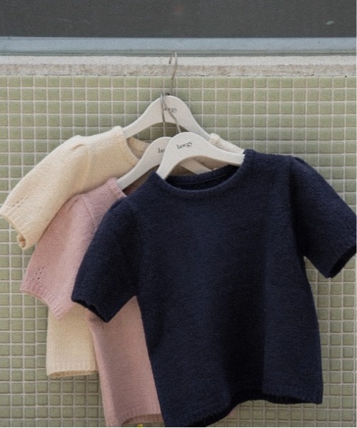 lawgy(ラウジー)の「shoulder tuck round neck knit t / ショルダータックラウンドネックニットt(ニット/セーター・レディース・ピンク/ネイビー/アイボリー・FREE)」の13枚目の写真