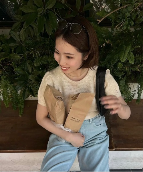 lawgy(ラウジー)の「shoulder tuck round neck knit t / ショルダータックラウンドネックニットt(ニット/セーター・レディース・ピンク/ネイビー/アイボリー・FREE)」の16枚目の写真