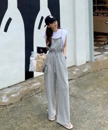オーバーオール風ワイドパンツ
