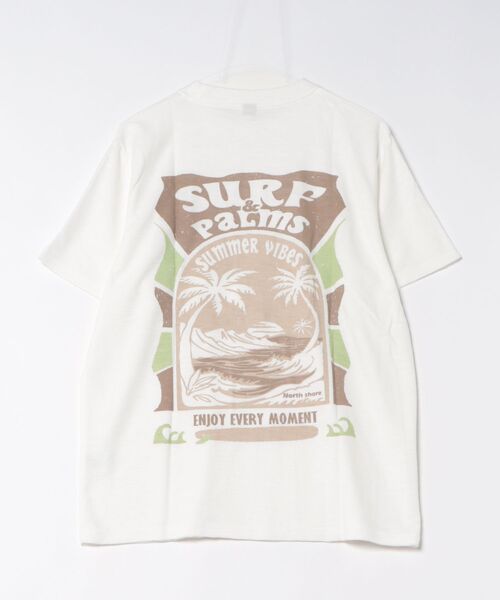 Kahiko(カヒコ)の「【Kahiko】SURF&Palms ビーチリーメンズTシャツ(Tシャツ/カットソー・メンズ・ブラック/ホワイト/ベージュ/グリーン・FREE)」の6枚目の写真