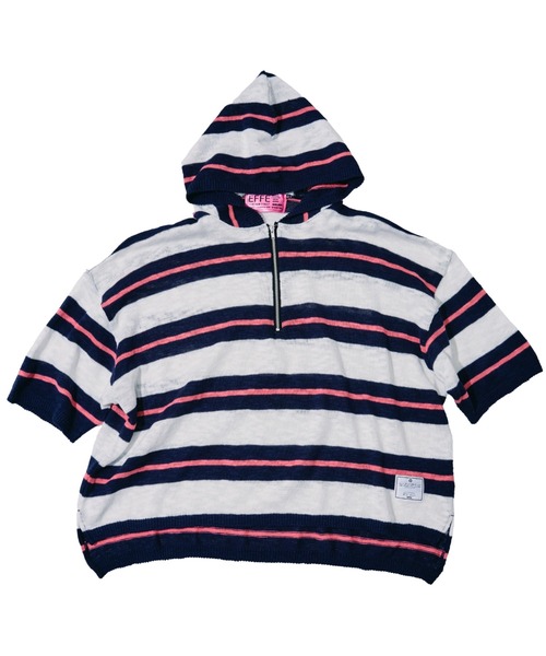 EFFECTEN(エフェクテン)の「【EFFECTEN】Slab knit border half zip hoodie(ニット/セーター・メンズ・ブルー系その他/グレー系その他・MEDIUM/LARGE)」の6枚目の写真
