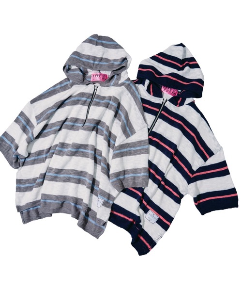 EFFECTEN(エフェクテン)の「【EFFECTEN】Slab knit border half zip hoodie(ニット/セーター・メンズ・ブルー系その他/グレー系その他・MEDIUM/LARGE)」の10枚目の写真