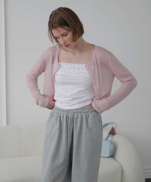 AFTERHOURS(アフターアワーズ)の「SHEER LINE PANEL CARDIGAN (PINK)(カーディガン/ボレロ・レディース・ピンク・FREE)」の4枚目の写真
