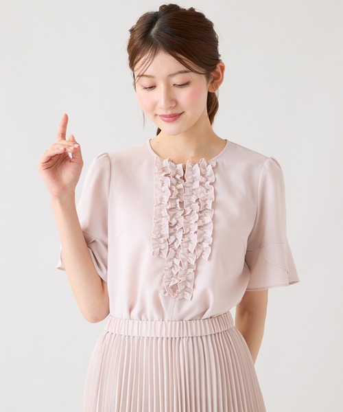 Rose Tiara(ローズティアラ)の「【撥水/通気性◎】フロントフリルブラウス(シャツ/ブラウス・レディース・ピンク/グレー/ブラック・38/42/46)」の5枚目の写真