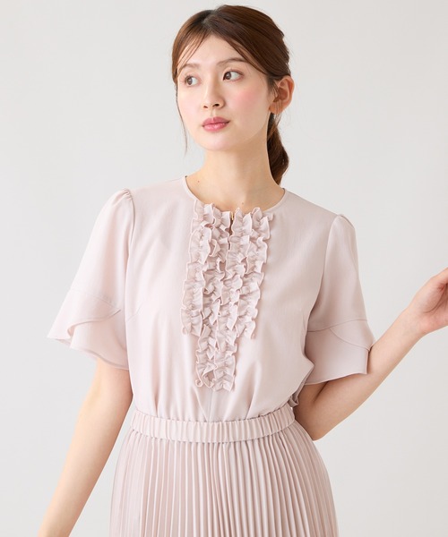 Rose Tiara(ローズティアラ)の「【撥水/通気性◎】フロントフリルブラウス(シャツ/ブラウス・レディース・ピンク/グレー/ブラック・38/42/46)」の7枚目の写真