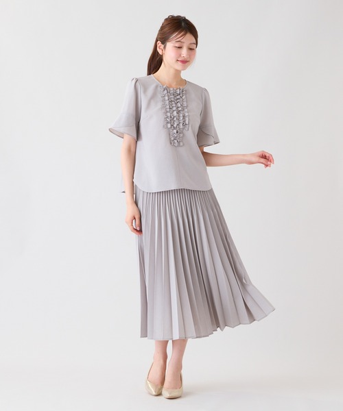 Rose Tiara(ローズティアラ)の「【撥水/通気性◎】フロントフリルブラウス(シャツ/ブラウス・レディース・ピンク/グレー/ブラック・38/42/46)」の15枚目の写真