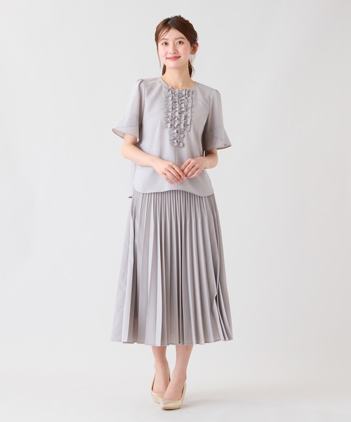 Rose Tiara(ローズティアラ)の「【撥水/通気性◎】フロントフリルブラウス(シャツ/ブラウス・レディース・ピンク/グレー/ブラック・38/42/46)」の16枚目の写真