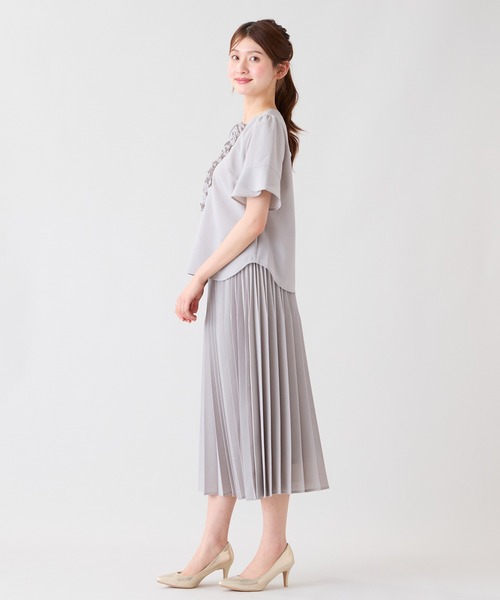 Rose Tiara(ローズティアラ)の「【撥水/通気性◎】フロントフリルブラウス(シャツ/ブラウス・レディース・ピンク/グレー/ブラック・38/42/46)」の18枚目の写真