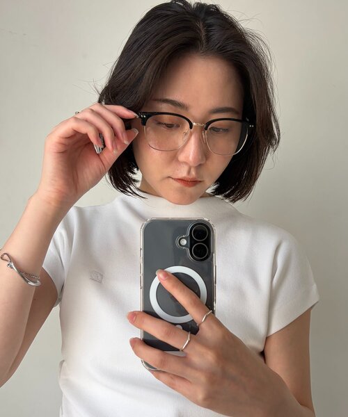 CAPRICIEUX LE'MAGE(カプリシューレマージュ)の「ハーフリムメガネ(サングラス・レディース・ブラック・FREE)」の4枚目の写真