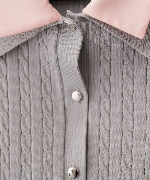 natural couture(ナチュラルクチュール)の「衿付きケーブルノースリカーデ風TOPS(ニット/セーター・レディース・その他1/オフホワイト/ネイビー/ピンク/グレイッシュベージュ/ライトグレー・FREE)」の21枚目の写真