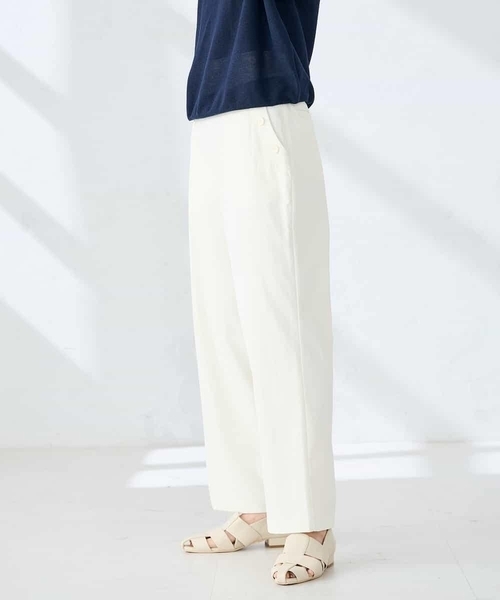 a.v.v(アーヴェヴェ)の「【洗える】コットンライクワイドパンツ(その他パンツ・レディース・カーキ/アイボリー・40/38)」の15枚目の写真