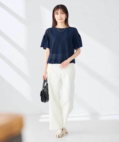 a.v.v(アーヴェヴェ)の「【洗える】コットンライクワイドパンツ(その他パンツ・レディース・カーキ/アイボリー・40/38)」の16枚目の写真
