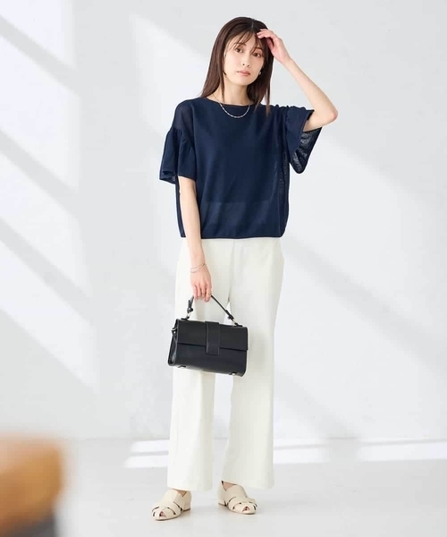 a.v.v(アーヴェヴェ)の「【洗える】コットンライクワイドパンツ(その他パンツ・レディース・カーキ/アイボリー・40/38)」の19枚目の写真