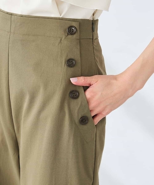 a.v.v(アーヴェヴェ)の「【洗える】コットンライクワイドパンツ(その他パンツ・レディース・カーキ/アイボリー・40/38)」の5枚目の写真