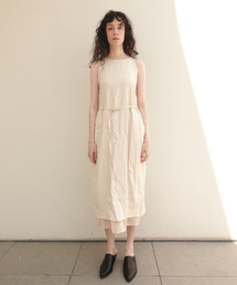 Linen double layered sleeveless dress Cream