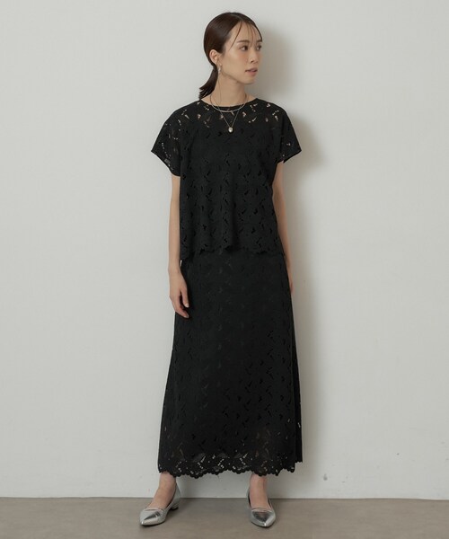 UNTITLED(アンタイトル)の「【セットアップ可/品のある透け感】リーフレースブラウス(シャツ/ブラウス・レディース・ダークブラウン/ブラック/オフホワイト・00/02/04)」の13枚目の写真
