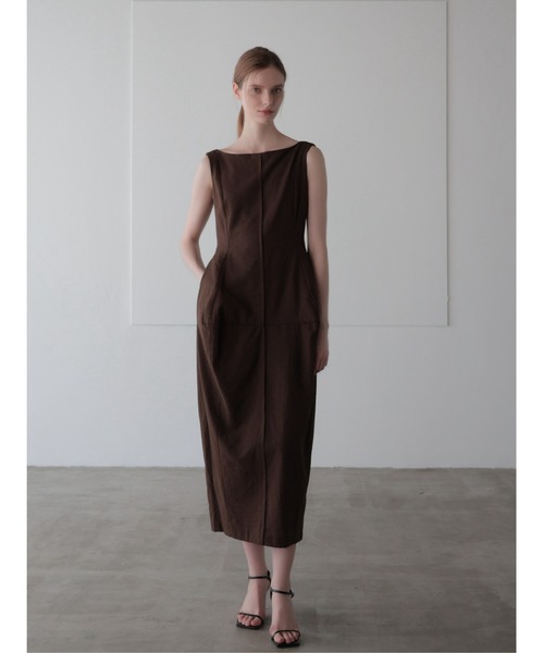 celon(セロン)の「allure silhouette slinky maxi dress(ワンピース・レディース・ブラウン/アイボリー・FREE)」の1枚目の写真