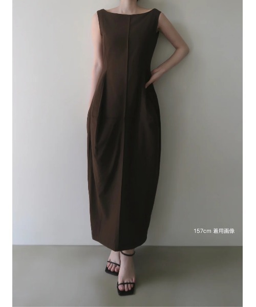 celon(セロン)の「allure silhouette slinky maxi dress(ワンピース・レディース・ブラウン/アイボリー・FREE)」の6枚目の写真