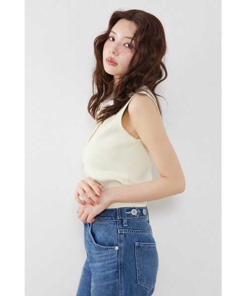 rienda(リエンダ)の「シャツレイヤードライクニットベスト 夏服(ニット/セーター・レディース・ブラック/グレー/ライトイエロー/ブルー・FREE)」の17枚目の写真