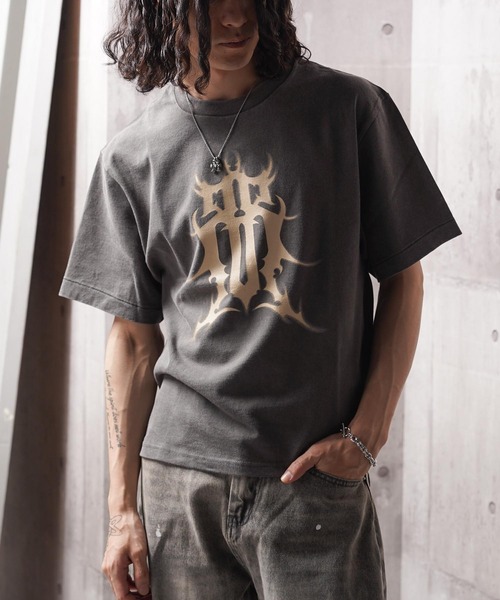 RIPPER(リッパー)の「【RIPPER】硫化天竺 トライバル ロゴ Tシャツ / Sulfurized Cotton Tribal Logo T-Shirt(Tシャツ/カットソー・メンズ・ネイビー/グレー/ブラック・S/M/L)」の2枚目の写真