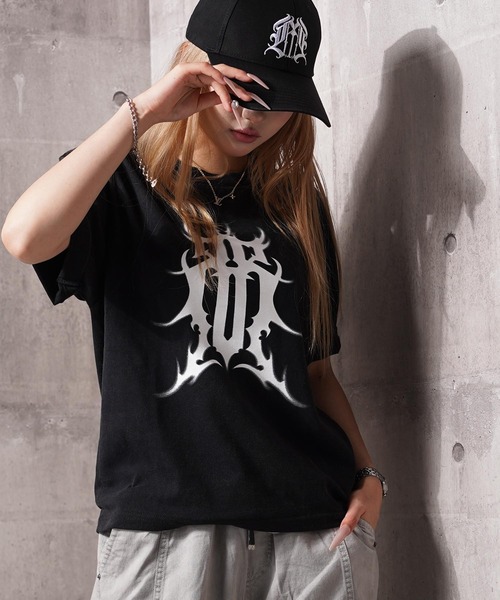 RIPPER(リッパー)の「【RIPPER】硫化天竺 トライバル ロゴ Tシャツ / Sulfurized Cotton Tribal Logo T-Shirt(Tシャツ/カットソー・メンズ・ネイビー/グレー/ブラック・S/M/L)」の1枚目の写真