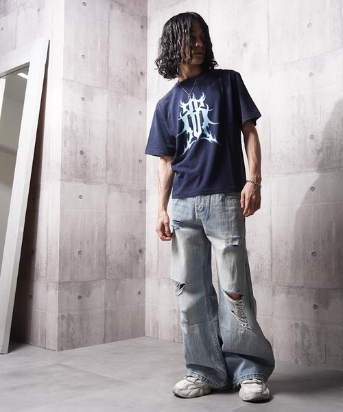 RIPPER(リッパー)の「【RIPPER】硫化天竺 トライバル ロゴ Tシャツ / Sulfurized Cotton Tribal Logo T-Shirt(Tシャツ/カットソー・メンズ・ネイビー/グレー/ブラック・S/M/L)」の6枚目の写真