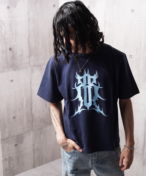 RIPPER(リッパー)の「【RIPPER】硫化天竺 トライバル ロゴ Tシャツ / Sulfurized Cotton Tribal Logo T-Shirt(Tシャツ/カットソー・メンズ・ネイビー/グレー/ブラック・S/M/L)」の5枚目の写真