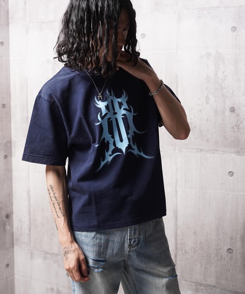 RIPPER(リッパー)の「【RIPPER】硫化天竺 トライバル ロゴ Tシャツ / Sulfurized Cotton Tribal Logo T-Shirt(Tシャツ/カットソー・メンズ・ネイビー/グレー/ブラック・S/M/L)」の4枚目の写真