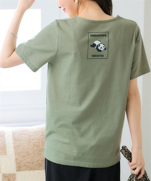 SMILE LAND(スマイルランド)の「<大きいサイズ>【汗染みしにくい】色々選べるプリントTシャツ(Tシャツ/カットソー・レディース・ブラック系1/モカ/ブラック系2/杢グレー/オフホワイト/カーキ/ピンク/ネイビー・L/LL/3L/4L/5L)」の6枚目の写真