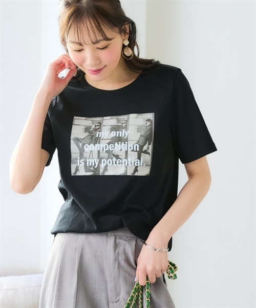 SMILE LAND(スマイルランド)の「<大きいサイズ>【汗染みしにくい】色々選べるプリントTシャツ(Tシャツ/カットソー・レディース・ブラック系1/モカ/ブラック系2/杢グレー/オフホワイト・L/LL/3L/4L/5L)」の22枚目の写真
