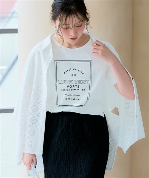 SMILE LAND(スマイルランド)の「<大きいサイズ>【汗染みしにくい】色々選べるプリントTシャツ(Tシャツ/カットソー・レディース・ブラック系1/モカ/ブラック系2/杢グレー/オフホワイト・L/LL/3L/4L/5L)」の11枚目の写真
