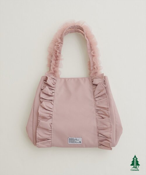 natural couture(ナチュラルクチュール)の「【WOODS×natural couture】ショルダー付きフリルトートバッグ(トートバッグ・レディース・ピンクベージュ/ブラック/アイボリー/ライトブラウン・FREE)」の4枚目の写真