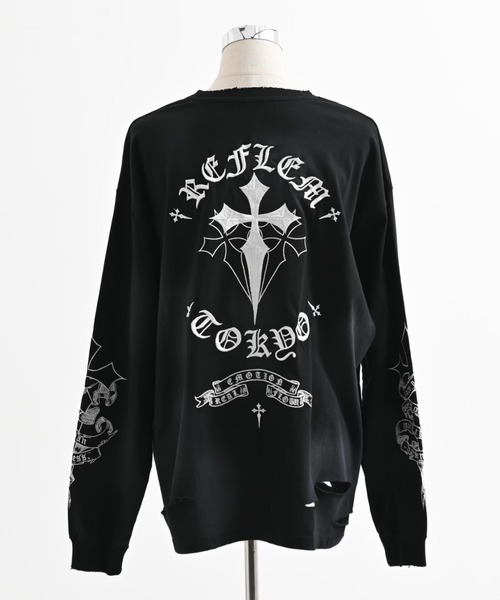 REFLEM(レフレム)の「REFLEM/レフレム』クロス刺繍L/S Tee/ロングスリーブカットソー(Tシャツ/カットソー・レディース・ブラック×ピンク/ブラック×ホワイト/グレー/ホワイト×ブラック・FREE)」の16枚目の写真