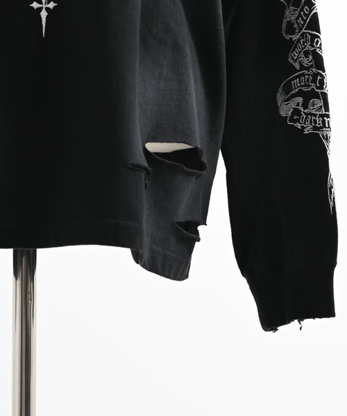 REFLEM(レフレム)の「REFLEM/レフレム』クロス刺繍L/S Tee/ロングスリーブカットソー(Tシャツ/カットソー・レディース・ブラック×ピンク/ブラック×ホワイト/グレー/ホワイト×ブラック・FREE)」の19枚目の写真